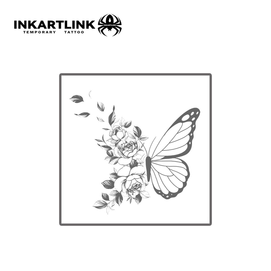 INKARTLINK Temporäres Tattoo Blumen-Schmetterling, wasserfest, semi-permanent - Bild 3