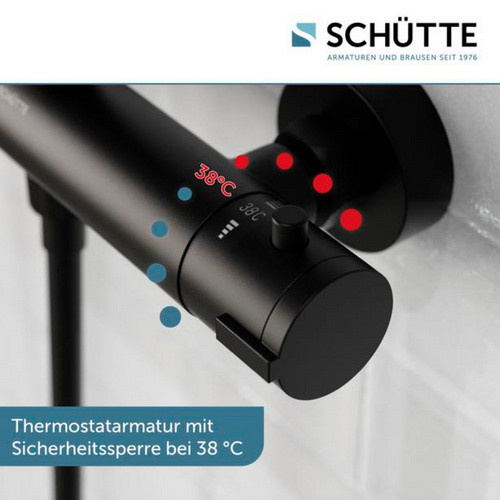 Schütte Überkopf-Brauseset Adria mit Thermostatarmatur in Schwarz Matt mit Massage- und Sprayfunktion - Bild 3