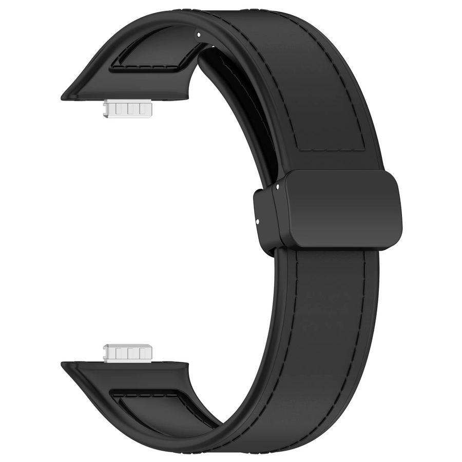 Uhrenarmband Silikon, Leder, Schwarz, für Huawei Watch Fit 4 3 Pro - Bild 3