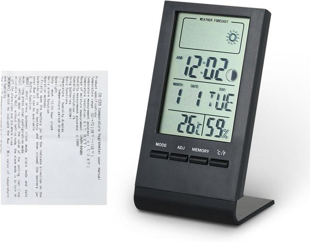 Mini Digital Thermometer und Hygrometer zur Messung von Raumtemperatur und Luftfeuchtigkeit in Schwarz - Bild 1