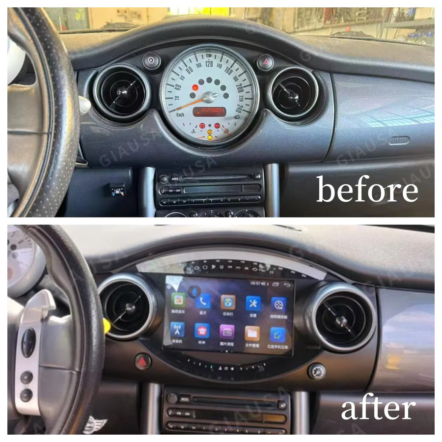 YANFU Android 11 Multimedia Autoradio mit GPS und Carplay für Mini Cooper R50 R53 (2004-2006), 8 GB RAM + 256 GB Speicher, 7 Zoll Touchscreen, Schwarz - Bild 2