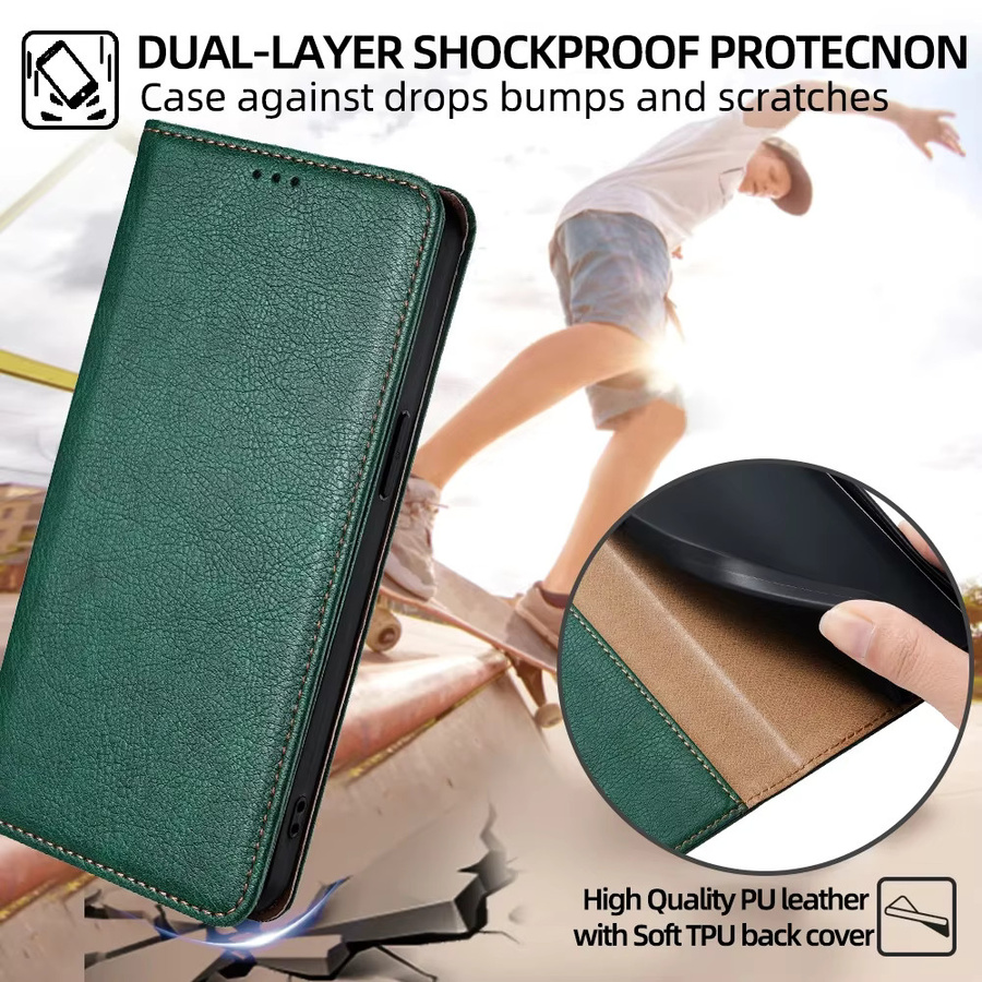 Business Leder Brieftasche Handyhülle für Xiaomi Poco X6 C65 C51 C50 M6 F5 M2 Pro M5S M4 X3 GT mit Kartenfächern und Magnetverschluss in Blau oder Grün - Bild 4