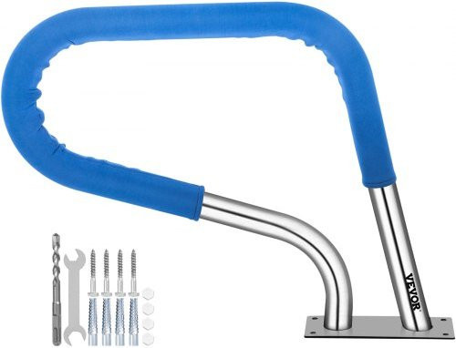 VEVOR Pool Handlauf aus rostfreiem 304 Edelstahl in Silber mit blauem Griffschutz und Montageset - Bild 1