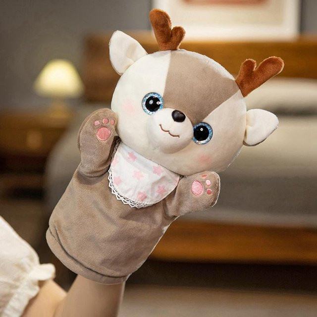 Kidsly Finger Puppets Plüschtiere, Katze Hirsch Panda Shiba Inu, 25cm - Bild 1