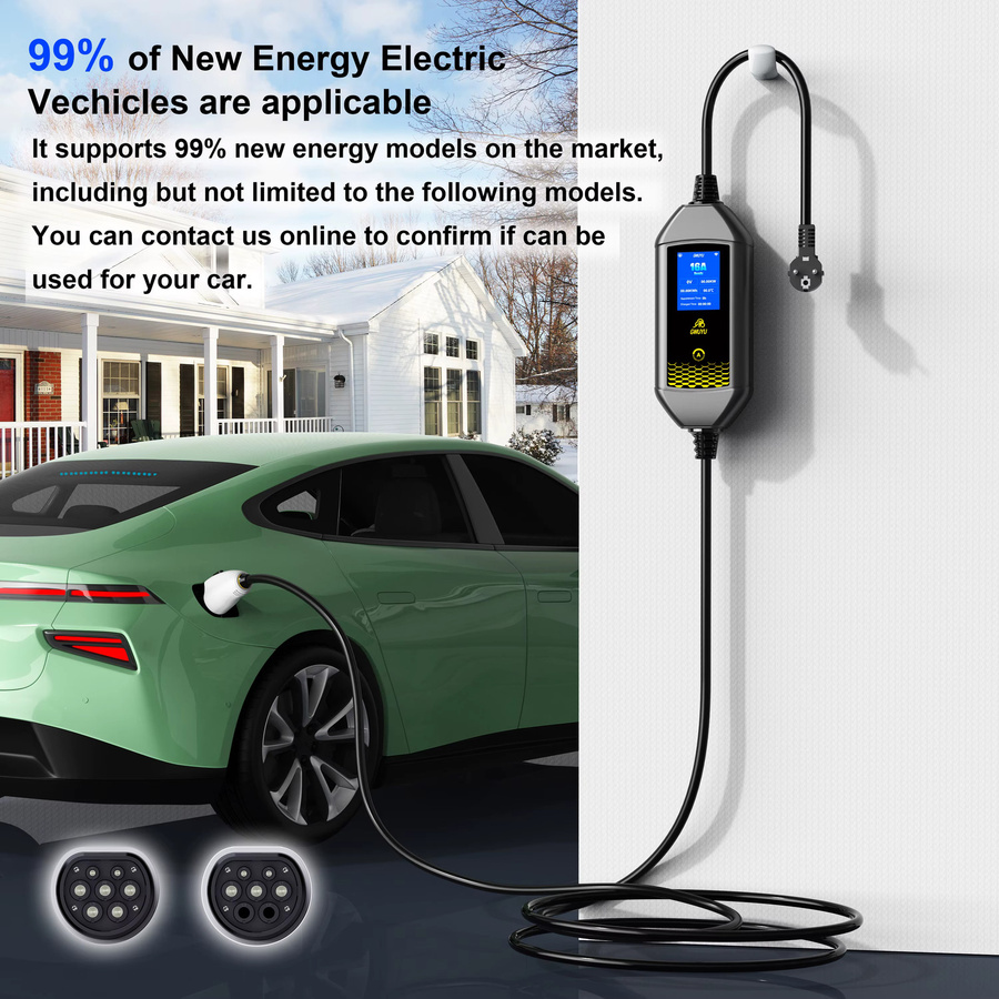 GWUYU Tragbares EV-Ladegerät Typ 1 J1772 Wallbox 3,5 kW mit App-Steuerung und 4 Meter Kabel in Schwarz - Bild 5