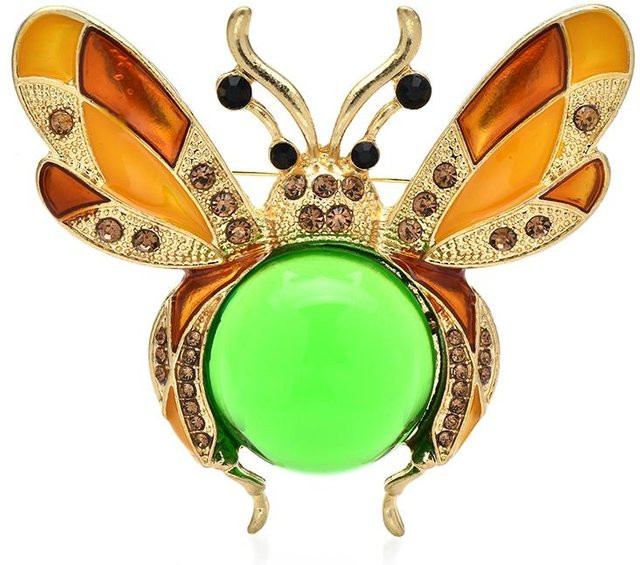 YIRAN Jewelry Brosche, Biene, Emaille, Harz, grün, Damen - Bild 1