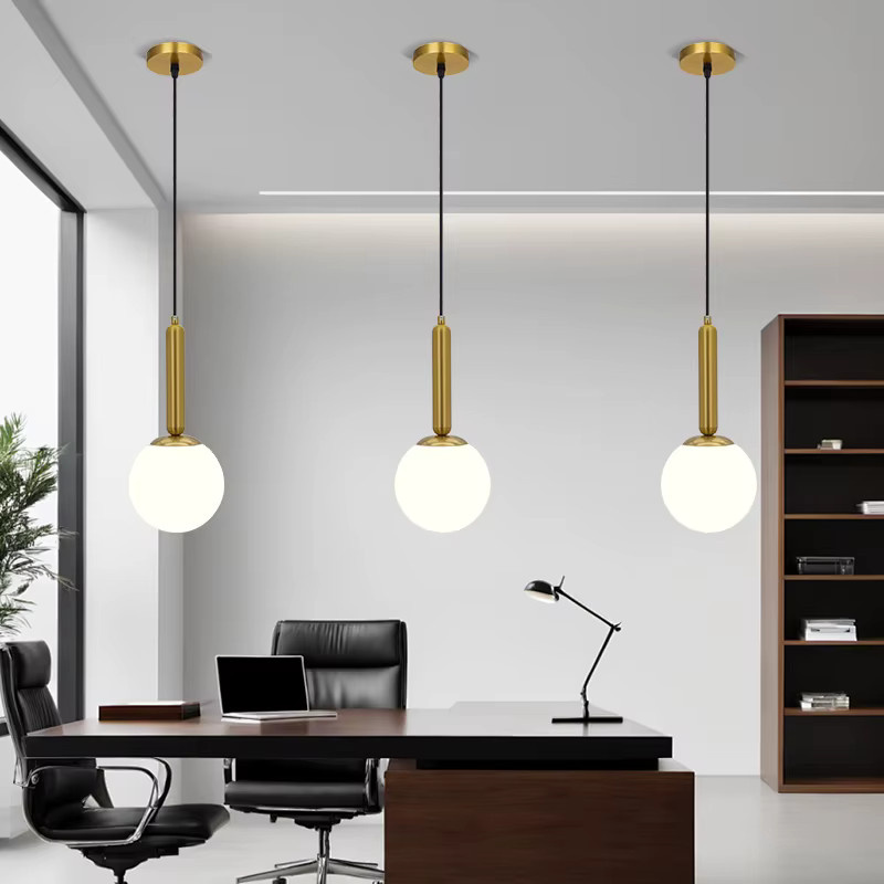 OSABO Ring-Pendelleuchte mit PVC-Kugel in Gold und Weiß für Wohnzimmer, Esszimmer oder Schlafzimmer - Bild 3