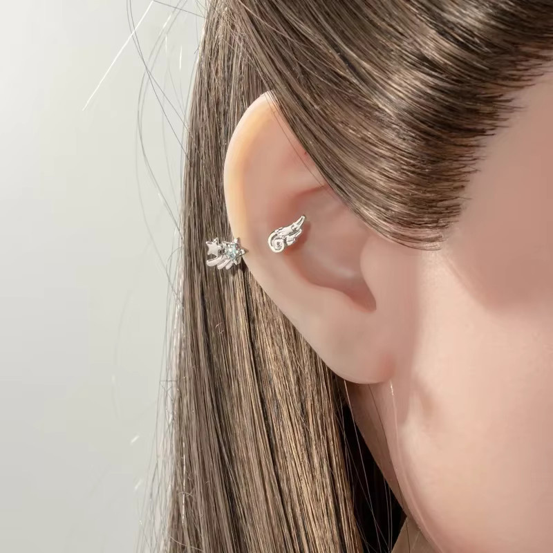 Ohrclip Ohrringe, Titan, Zirkonia, Silber, Unisex - Bild 3