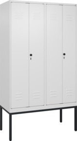 C+P PSA Doppel-Spind Classic PLUS Garderobenschrank mit 4 Abteilen, Gestell aus Stahl, Grau/Weiß, H x B x T: 212 x 120 x 50 cm - Bild 1