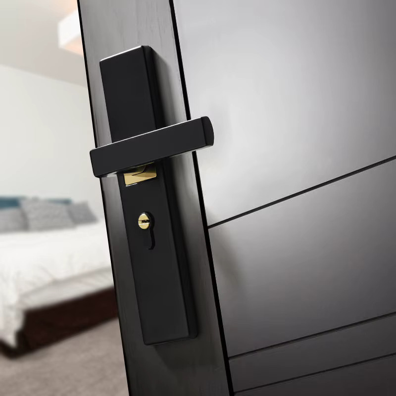 Universal Sicherheit Türgriff aus Aluminiumlegierung in Schwarz mit verdicktem Panel für Haushaltsbeschläge - Bild 2