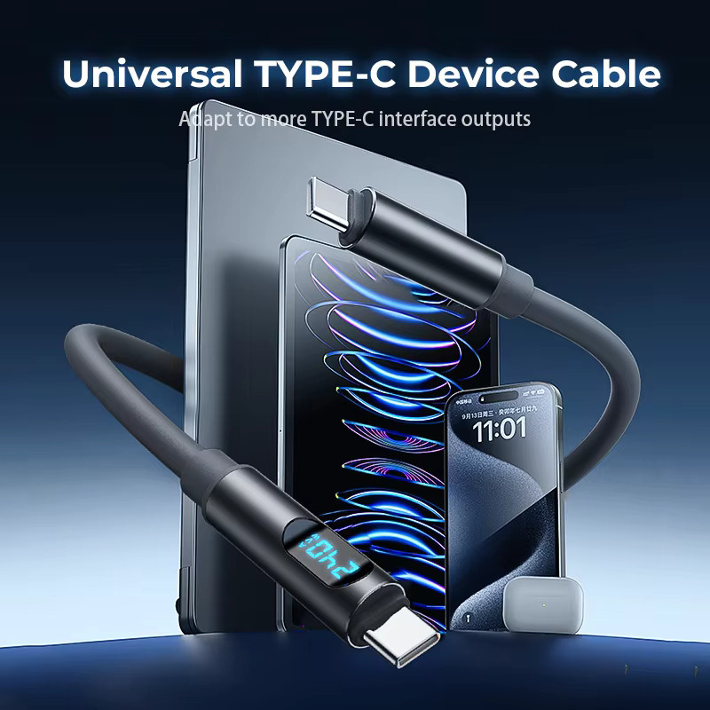 NNBILI USB-C auf USB-C Silikon Ladekabel 240W PD3.1 48V 5A Super Fast Charging Cable in Grau - Bild 2