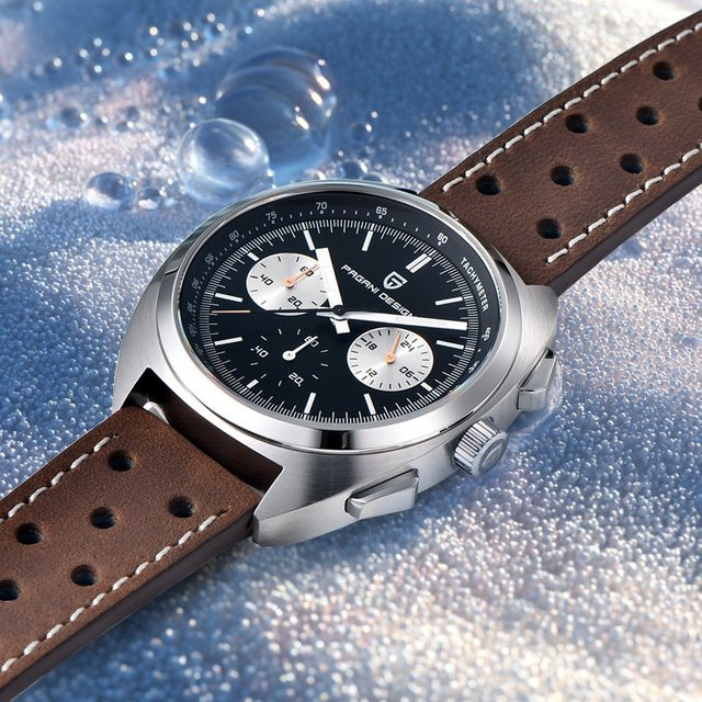 PAGANI DESIGN Chronograph, Quarz, Edelstahl, Leder, Schwarz, Herren - Bild 1