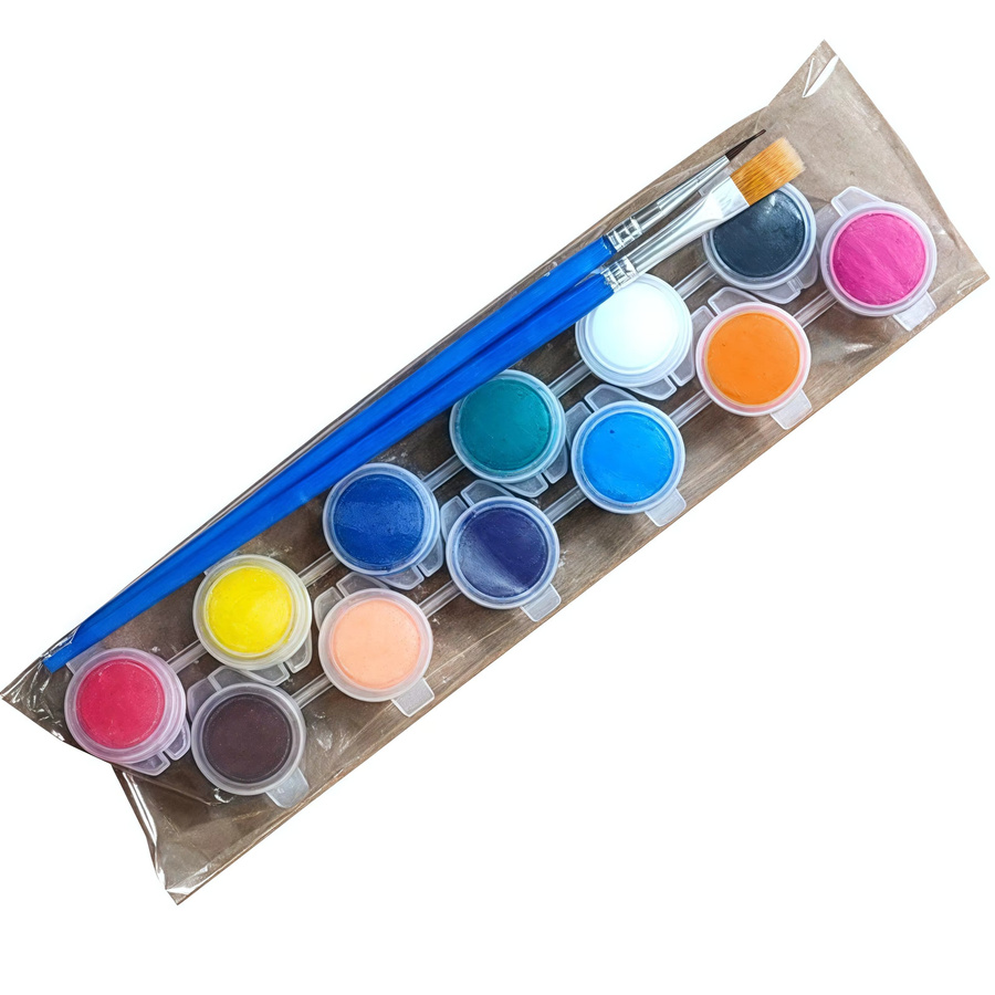Acrylpigment-Set mit 12 Farben für Aquarell-, Stein- und Keramikmalerei inklusive integriertem Pinsel, Mehrfarbig - Bild 5
