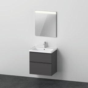 Duravit D-Neo Möbel-Set mit Waschtisch-Unterbau und Universal Licht Spiegel in Graphit Matt, B: 65,0 cm, T: 48,0 cm, H: 62,5 cm - Bild 1