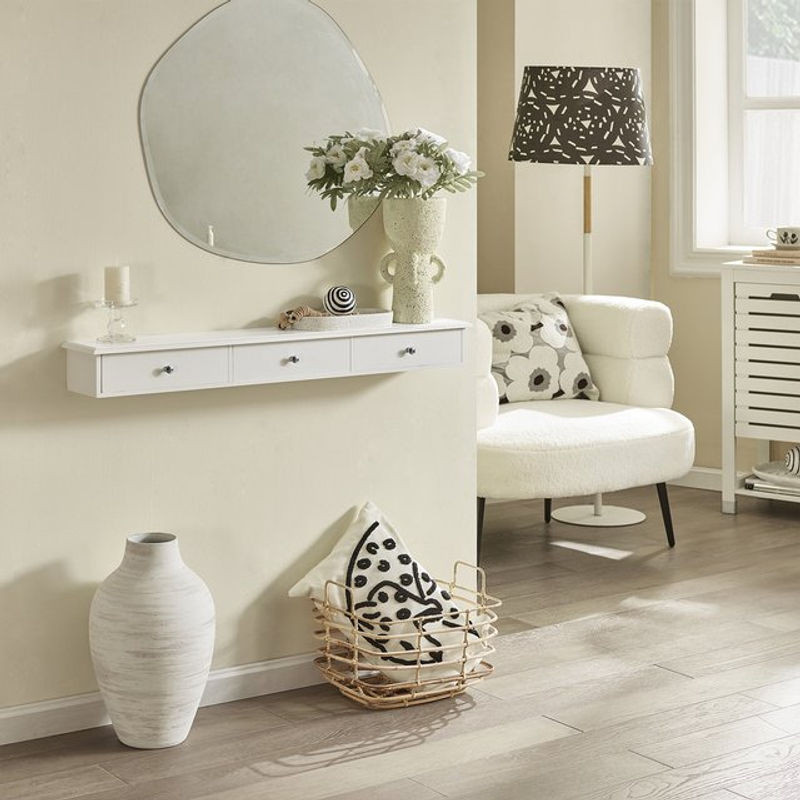 SoBuy FRG43-L Wandschrank Badezimmerschrank mit 3 Schubladen in Weiß, B/H/T: 93 x 15 x 10 cm - Bild 1