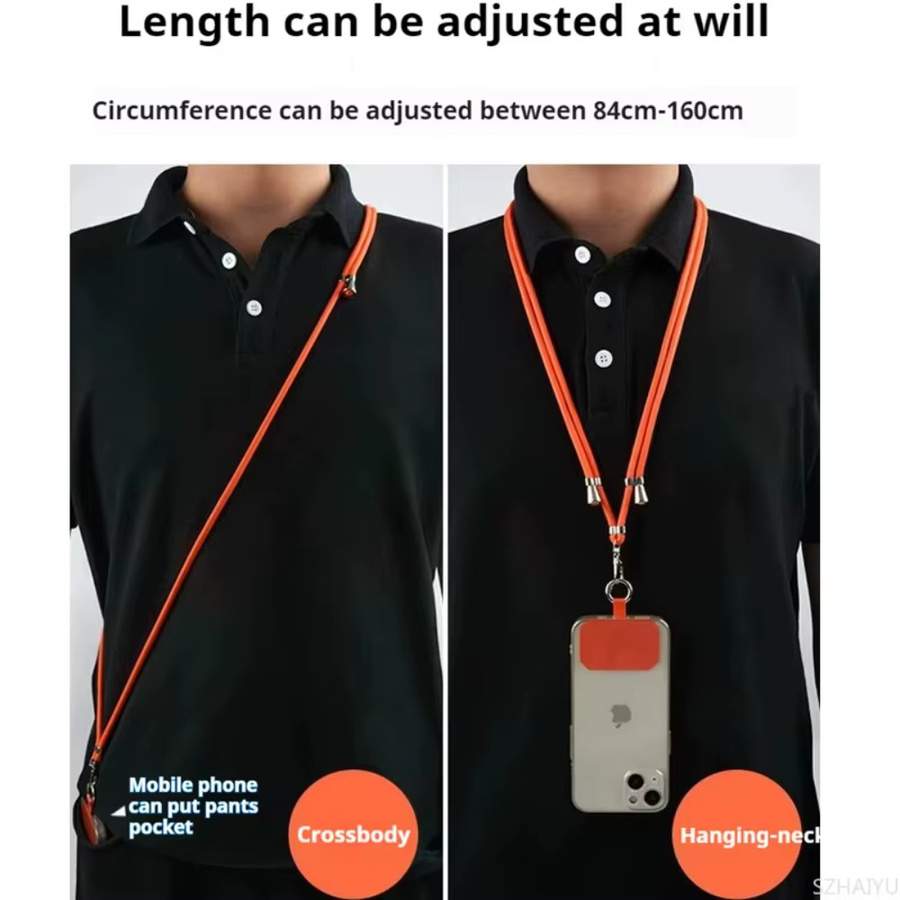 Verstellbares Handy-Lanyard als langes Hängeseil und Umhängetasche mit Clip in Orange oder Grün - Bild 2