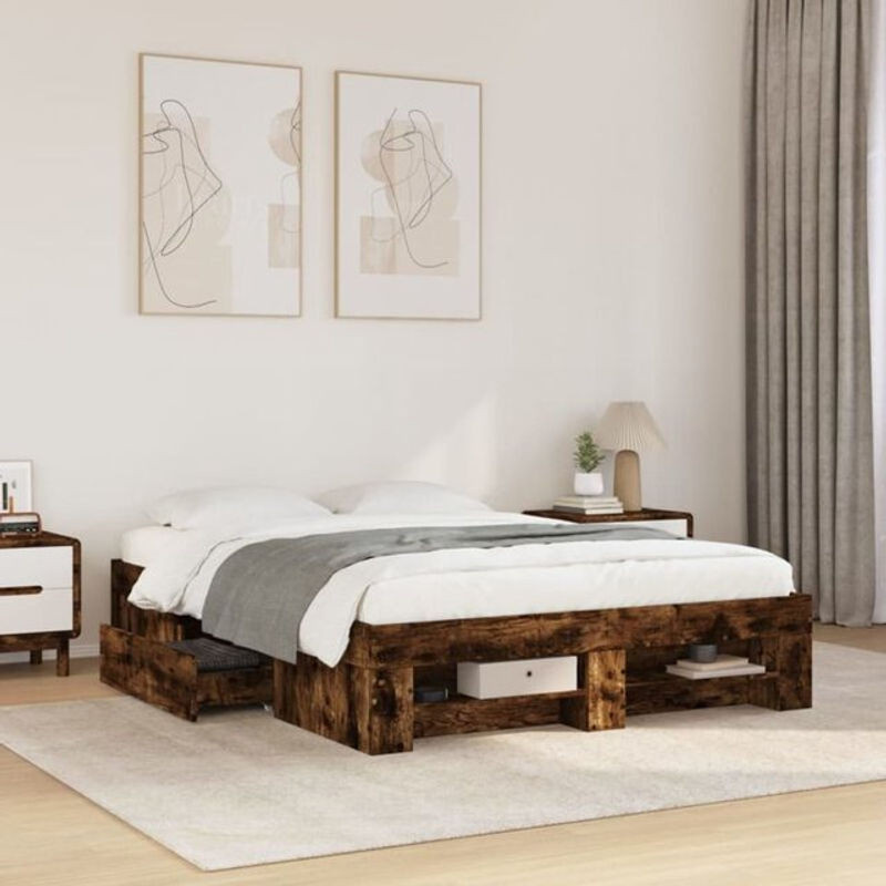 Vidaxl Funktionsbett aus Holzwerkstoff in Braun, Bettgestell ohne Matratze, B/T/H: 120 x 200 cm - Bild 1