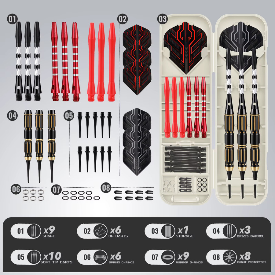 Huanqu Kupfer-Dart-Set, 3er-Pack, mit weichen Spitzen, Zubehör - Bild 3