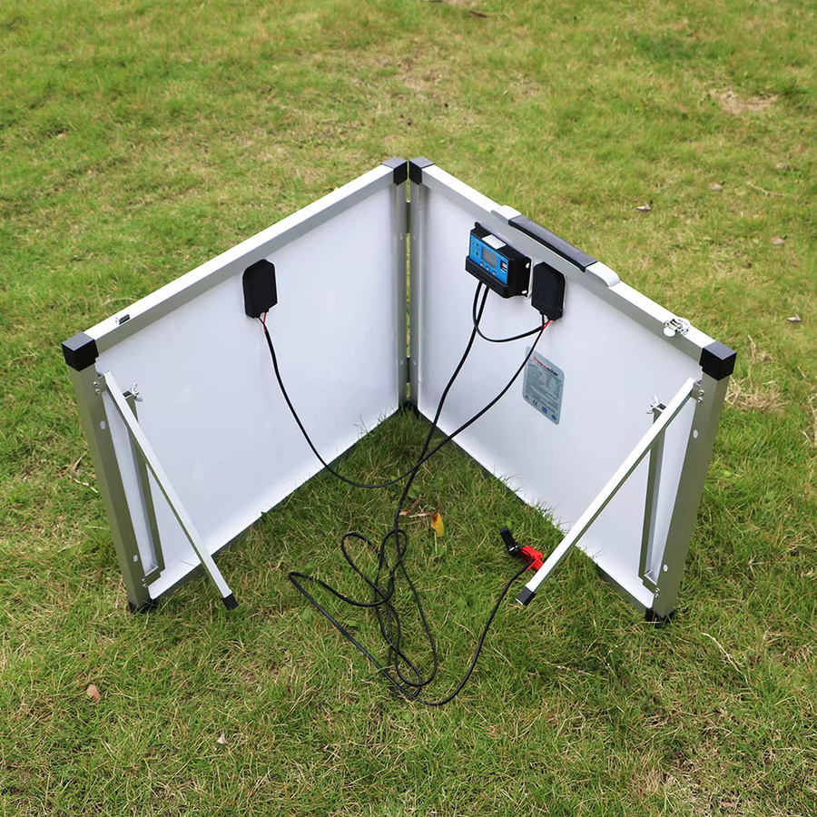 DOKIO Faltbares Solarpanel Set 100W mit Laderegler und USB-C, 18V Mono Solarzellen in Schwarz für Camping und Wohnmobil - Bild 4