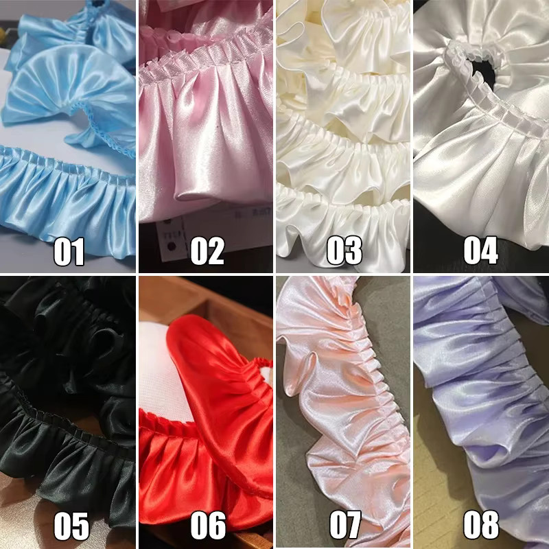Satin-Plissee-Band als Rüschenband und Spitzenkante für DIY-Handwerk, Breite: 5,5 cm, 10 m Länge, Mehrfarbig - Bild 3