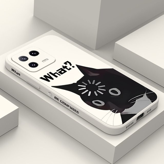 Dumb Cute Cat Flüssigsilikonhülle für Xiaomi Mi 11 12 13 14 15 Pro Max Lite in Grün und Weiß - Bild 1