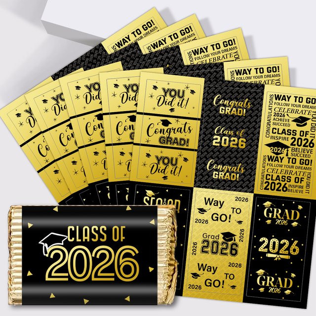 30 bunte Aufkleber für deine Abschlussfeier 2026 zur Dekoration von Süßigkeiten, Geschenktüten und Verpackungen, 5 Blatt im Set - Bild 1