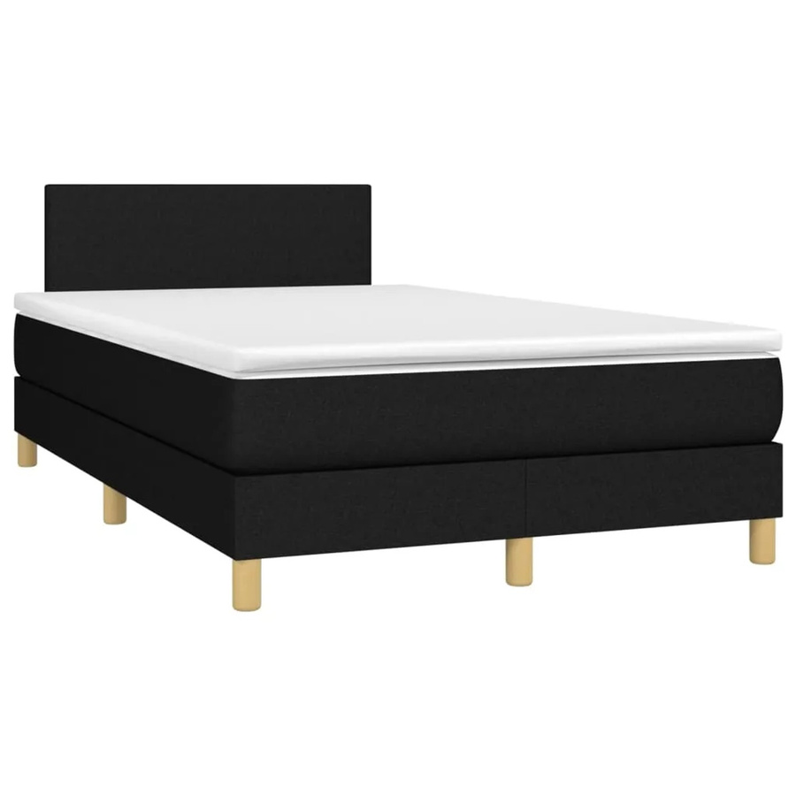 vidaXL Boxspringbett mit Matratze und LED-Unterbettbeleuchtung in Schwarz, Hybrid-Bett mit USB-Ladeport und Taschenfederkern, B/T: 120 x 190 cm - Bild 2