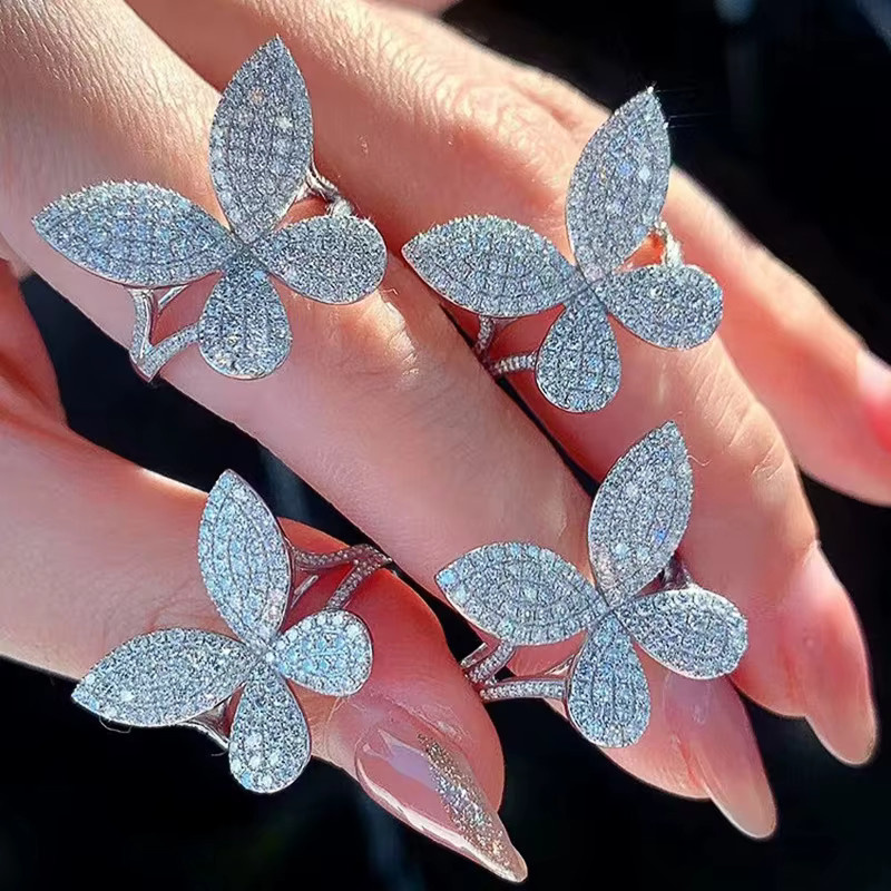 Huitan Schmetterlingsringe, Silber, Zirkonia, Damen - Bild 4