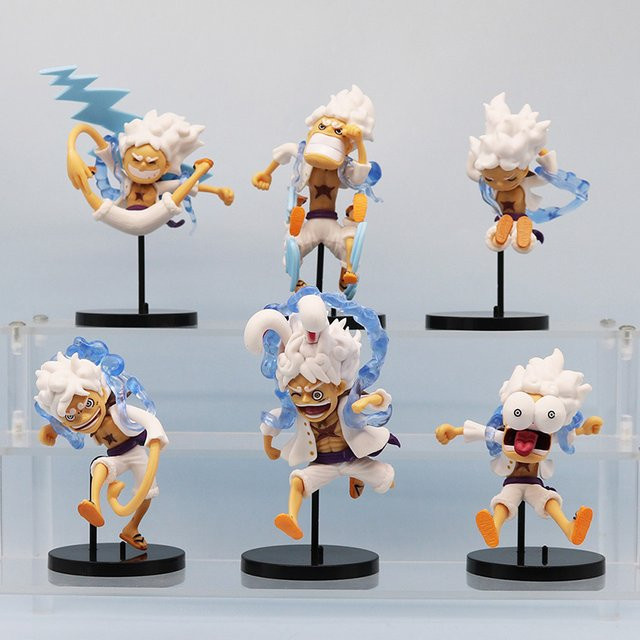 Bandai One Piece Nika Luffy Gear 5 Chibi-Figur Q-Version PVC-Modell, 6-teiliges Set - Bild 1