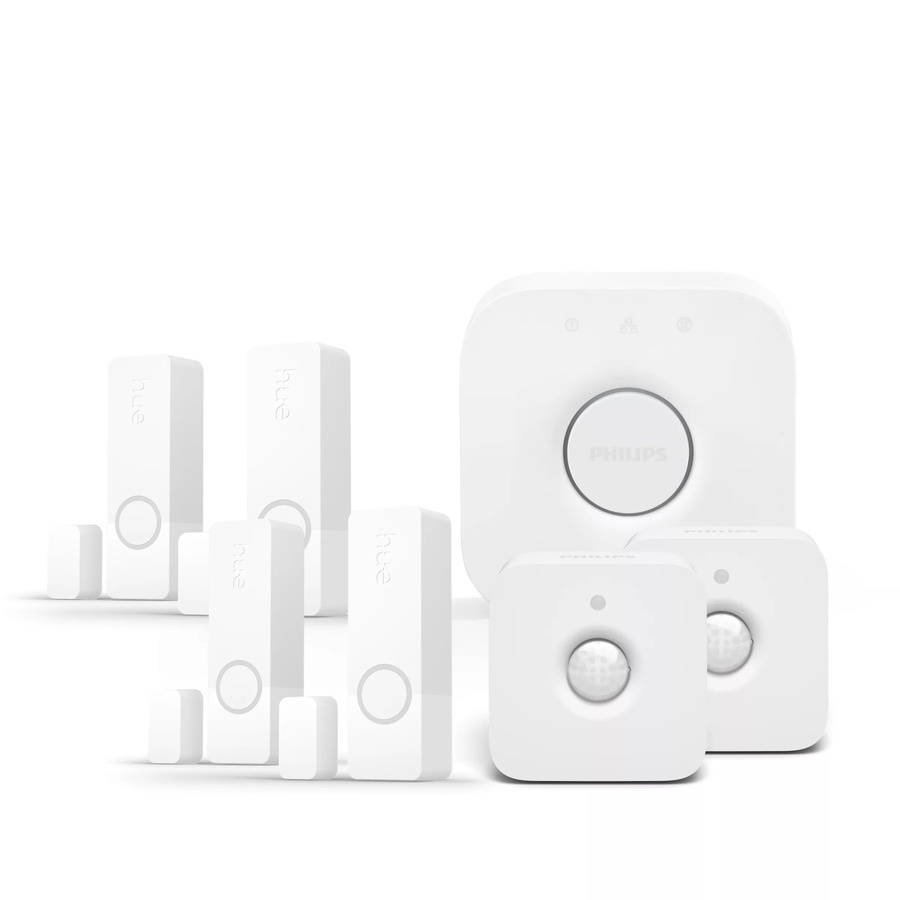 Philips Hue Secure Sensor Starter-Set in Weiß mit 4 Kontaktsensoren, 2 Bewegungsmeldern und Hue Bridge - Bild 1