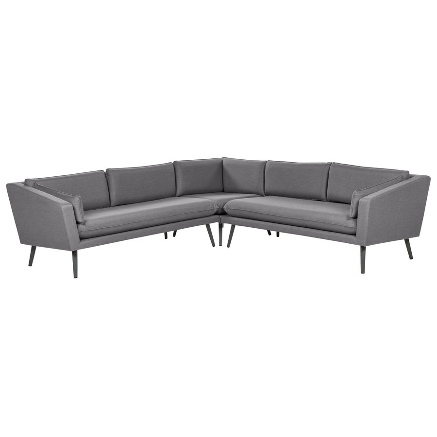Beliani Gartensofa L-Form in Grau mit Polsterung und UV-beständigem Outdoor-Stoff, B/T/H: 243 x 243 x 70 cm - Bild 2