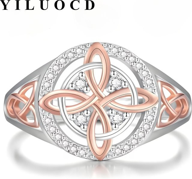 YILUOCD Ring, silberbeschichtet, Zirkonia, Damen, Vintage - Bild 1