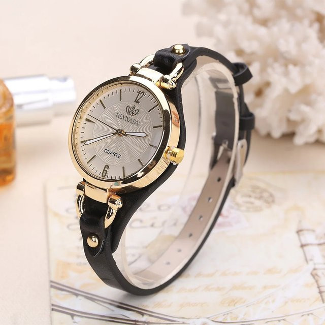 Armbanduhr Quarz, Leder, Grün, Gold, Damen - Bild 1