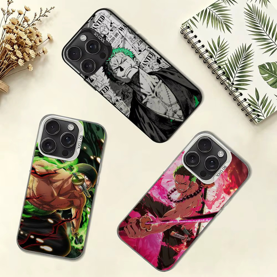 One Piece Roronoa Zoro Stoßfeste Handyhülle für iPhone 11 bis 17 Pro Max in Silber und Multicolour - Bild 2