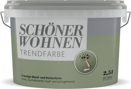 Schöner Wohnen Dispersionsfarbe Trendfarbe Olive Matt 2,5 l - Bild 1