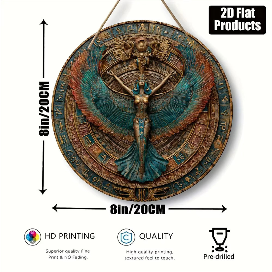 Runde Holz-Wanddekoration von CIFBUY mit ägyptischem Thema in Multicolour, Durchmesser: 20 cm - Bild 2
