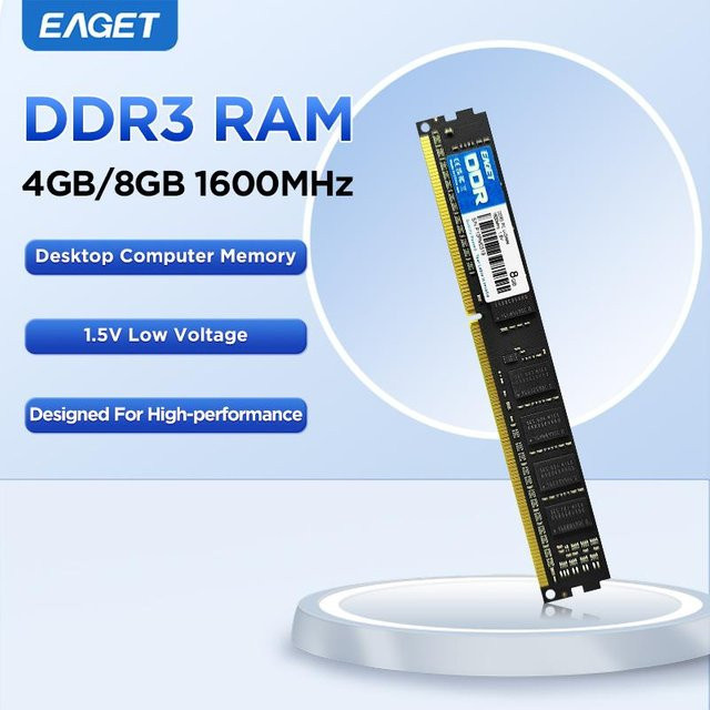 EAGET DDR3 Desktop RAM Speichermodul 4GB 1600MHz PC3-10600 CL19 Schwarz - Bild 1