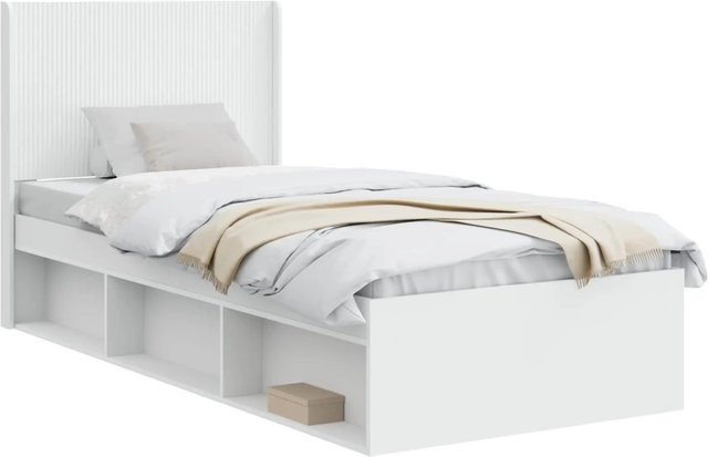 vidaXL Bettgestell mit Kopfteil und Stauraum in Weiß, B/T: 100 x 200 cm - Bild 1