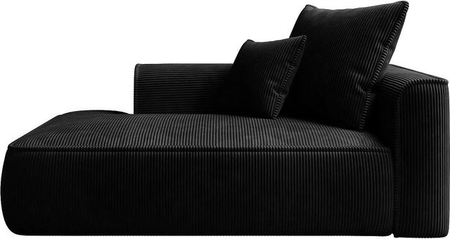 Vente-unique Recamiere Pineta ohne Schlaffunktion in Schwarz mit Cord-Bezug, Breite: 180 cm - Bild 1