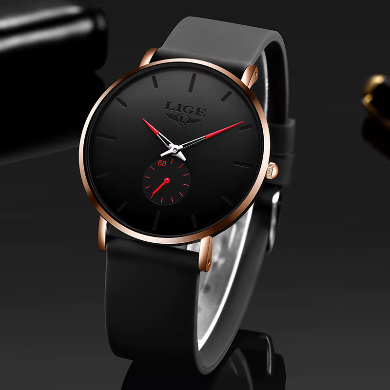 LIGE Armbanduhr Quarz, Schwarz, Roségold, Herren - Bild 2