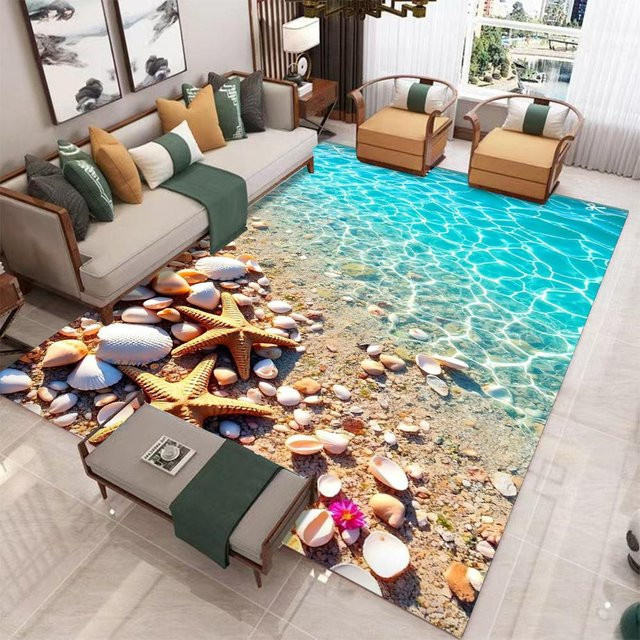 Lodestar Wohnzimmerteppich im Ozean-Design mit 3D-Stereo-Effekt, rutschfest und modern, B/T: 120 x 160 cm - Bild 1