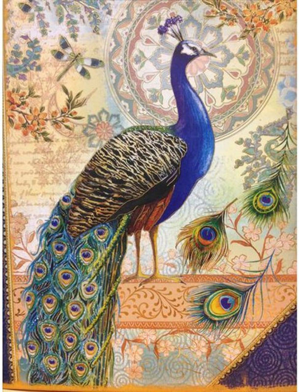 FIYO Diamond Painting Set Pfau Motiv als DIY 5D Mozaik Wandbild in Querformat, mehrfarbig, B: 30 cm, H: 20 cm - Bild 1
