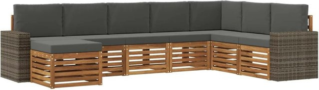 vidaXL Outdoor-Sofagarnitur in U-Form aus Akazienholz mit 8 Kissen in Anthrazit und Natur - Bild 1