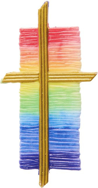 Rico Design Wachsdekor Kreuz mit Regenbogenaquarell in Bunt, Höhe: 11,7 cm, Breite: 6,0 cm - Bild 1