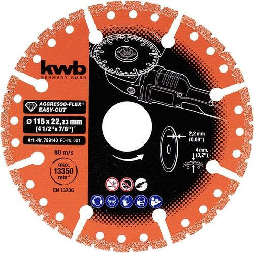 Kwb Diamanttrennscheibe für Metall und Stein, Farbe: Orange, Durchmesser: 115 mm, Bohrungs-Ø: 22,23 mm - Bild 1
