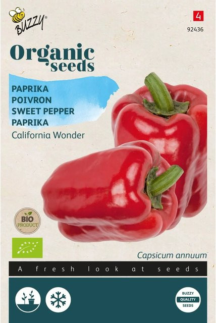 Buzzy Organic Paprika California Wonder Bio Gemüsesamen, 0,25 g - Bild 1