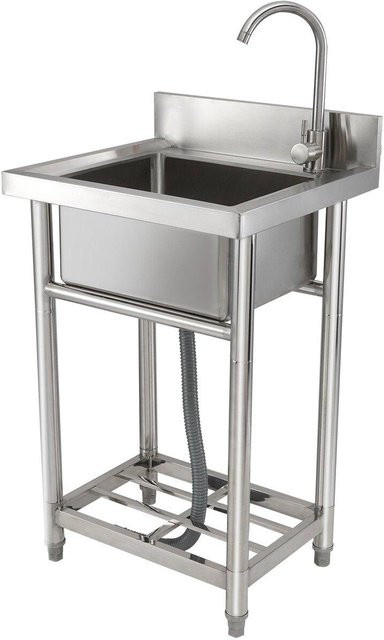 Freistehendes Edelstahl Spülbecken mit Wasserhahn von Buying Solutions, MB in Silber, B/T/H: 40,6 x 33,0 x 41,0 cm - Bild 1