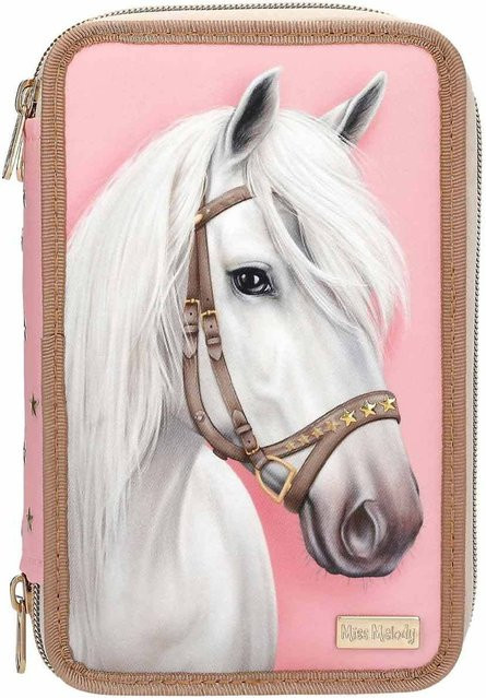 Depesche 3-Fach Federtasche CLASSIC Miss Melody in Pink und Weiß, B/T/H: 7,5 x 13 x 20 cm - Bild 1