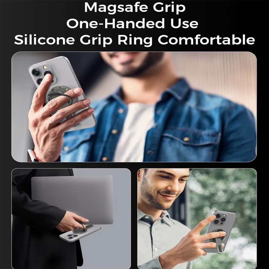 XMSJ MagSafe Handy-Griffständer und magnetischer Auto-Handyhalter 3-in-1 mit Fingerringhalter und Zappelspielzeug-Design in Schwarz - Bild 6