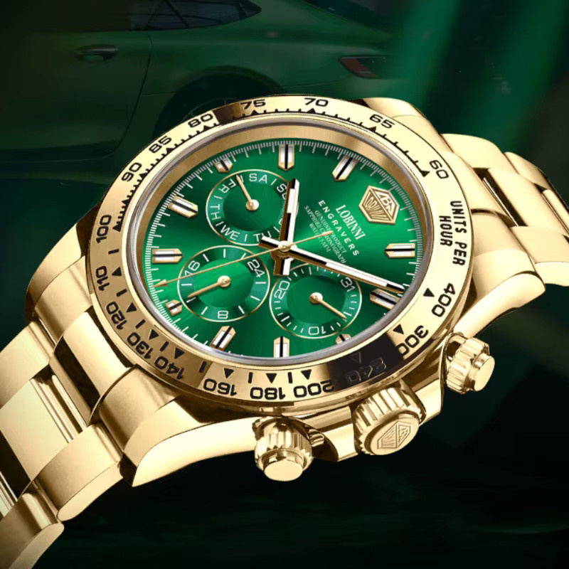 LOBINNI Armbanduhr Automatik, Gold, Edelstahl, Saphirglas, Herren - Bild 3